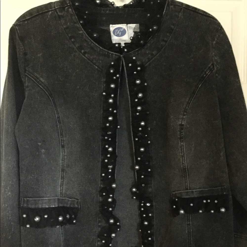 Diane Gilman Black Bohemian Holiday Denim Jacket